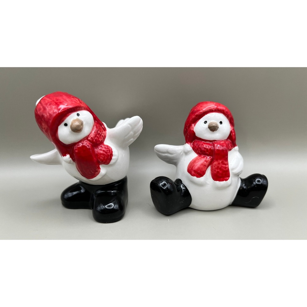 Winter Birds Ceramic Salt &‎ Pepper Shakers Set Christmas Holiday Decor 3" Tall